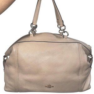 COACH Lenox Handbag In Taupe Pebbled Leather Satchel